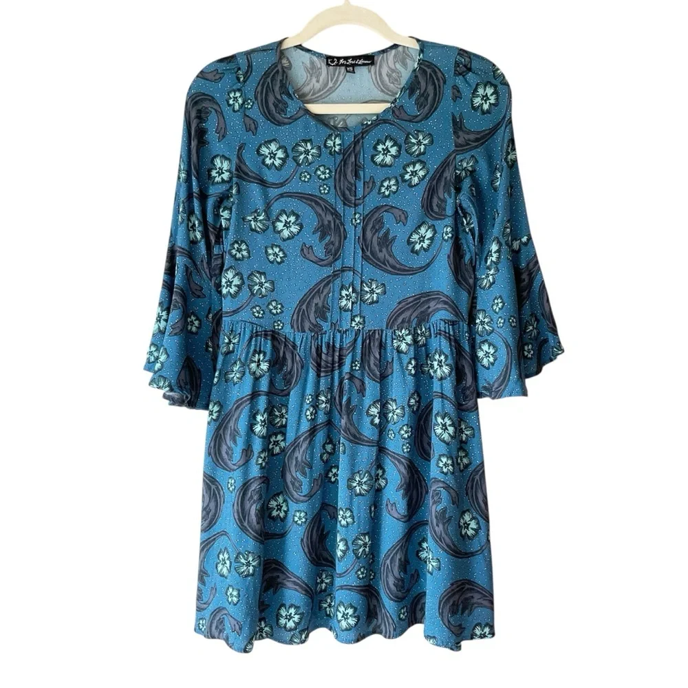 For Love & Lemons Bell Sleeve Blue Floral Motif
Mini Dress Size XS - Picture 2 of 9